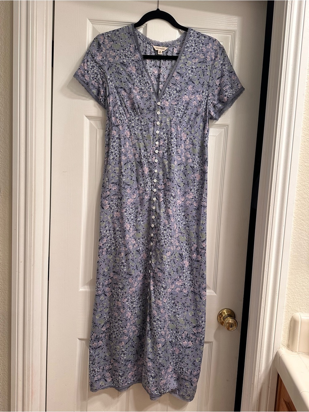 Lucky Brand Lavender Floral Button-Front Maxi Dress